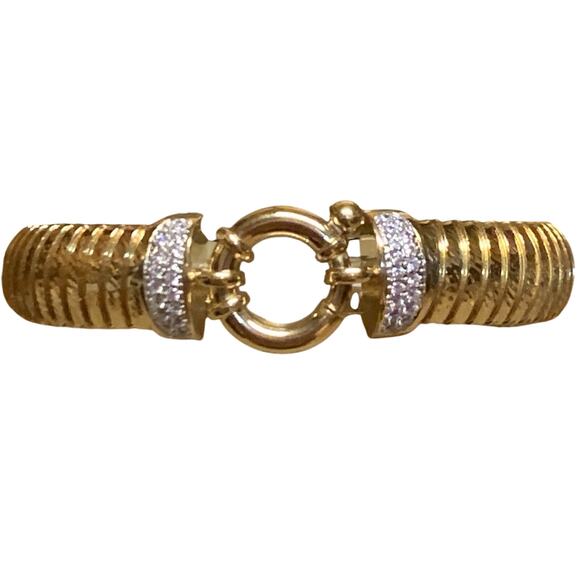 Bellezza Gold Vermeil & Crystal Tubogas Diamond Cut Bracelet Made in Italy Itaor - Picture 3 of 8